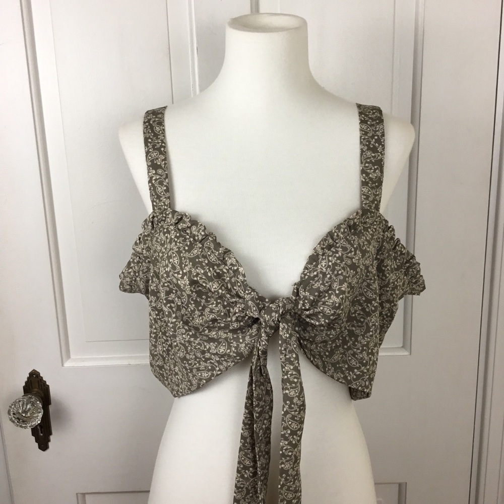 Bucketlist Women’s Boho Ruffle Crop Top Tank Tie Front Festival Cottagecore
